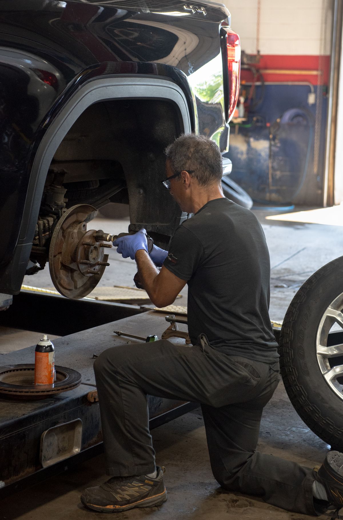 Brake service on a vehicle at Urban Automotive in Oakville