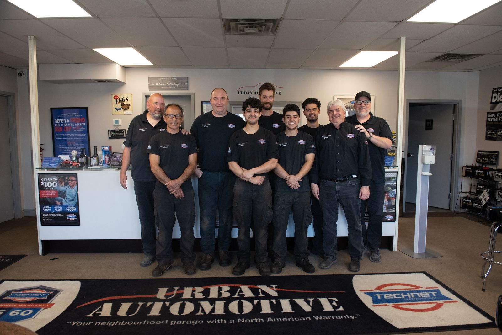 The Urban Automotive team inside their Oakville auto repair shop